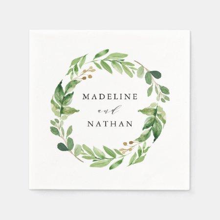 Watercolor Greenery | Personalized Wedding Napkins