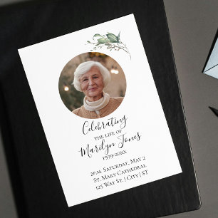 Watercolor Greenery Photo Celebration of Life  Invitation