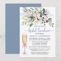 Watercolor Greenery Pink Dusty Blue Bridal Lunch