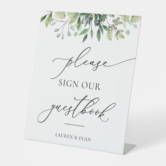 Watercolor Greenery Please Sign Our Guestbook (Front)