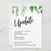 Watercolor Greenery Postponed Wedding Update Card (Front)