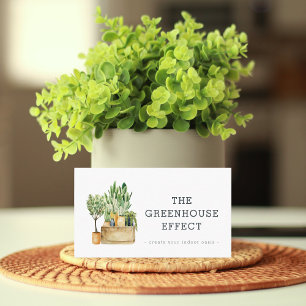 Watercolor Greenery Potted Houseplants Nursery  Business Card