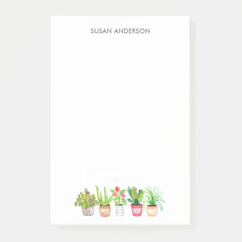 Watercolor Greenery Potted Houseplants   Post_it Notes