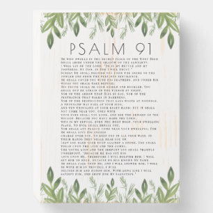 Watercolor Greenery Psalm 91 Bible Verse Farmhouse Wooden Box Sign