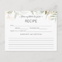 Watercolor Greenery Recipe Card