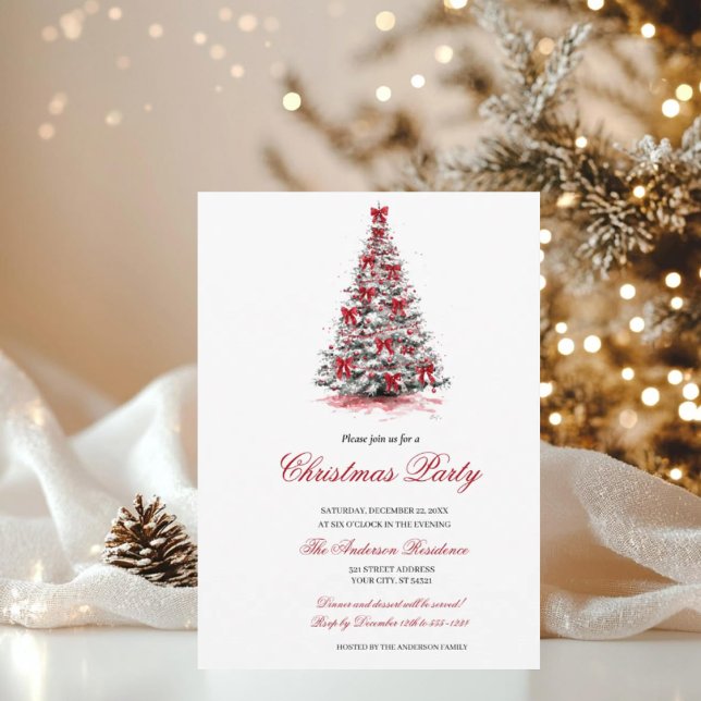 Watercolor Greenery Red Berries Christmas Party Invitation (Creator Uploaded)