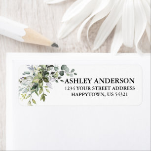 Watercolor Greenery Return Address Label