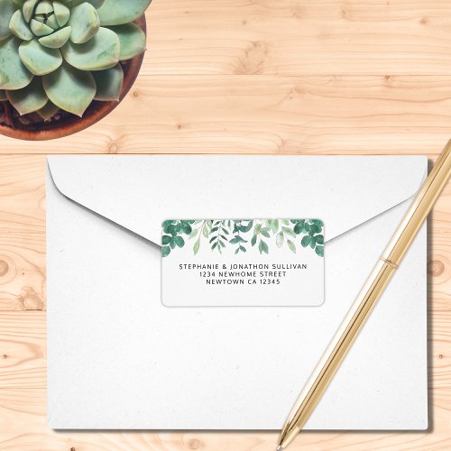 Watercolor Greenery Return Address Label