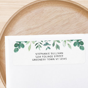 Watercolor Greenery Return Address  Label