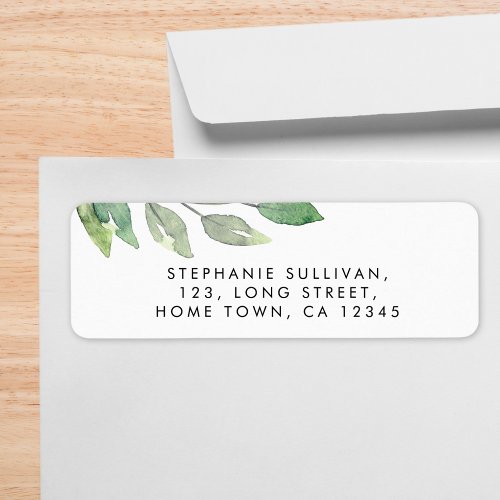  Watercolor Greenery Return Address Label