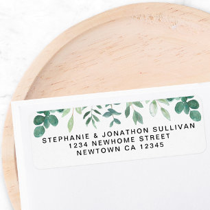 Watercolor Greenery Return Address Label