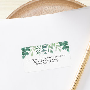 Watercolor Greenery Return Address Label