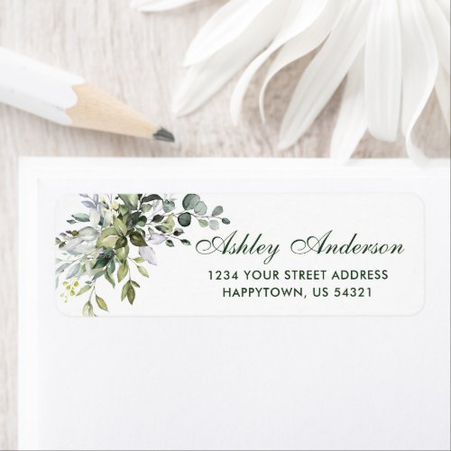 Watercolor Greenery Return Address Label