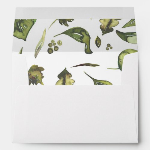 Watercolor Greenery Rustic Woodland Wedding Envelope - Greenery watercolor leaves rustic woodland envelopes