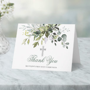 Watercolor Greenery Sage Green Communion Note Thank You Card