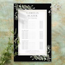 Watercolor Greenery Salon Black White Service Menu Flyer