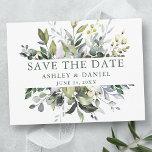 Watercolor Greenery Save the Date Sage Green Postcard<br><div class="desc">Modern Elegant Watercolor Botanical Greenery Wedding Engagement Announcement Save The Date Postcard includes eucalyptus leaves,  green botanical foliage,  dusty blue leaves and other beautiful botanical greenery. Sage Green Text.</div>