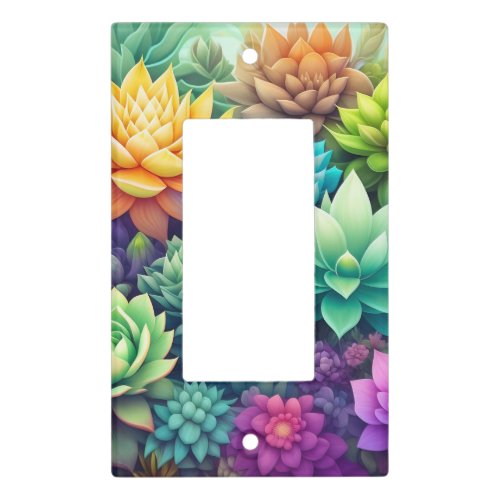 Watercolor Greenery Succulents Collage Light Switch Cover