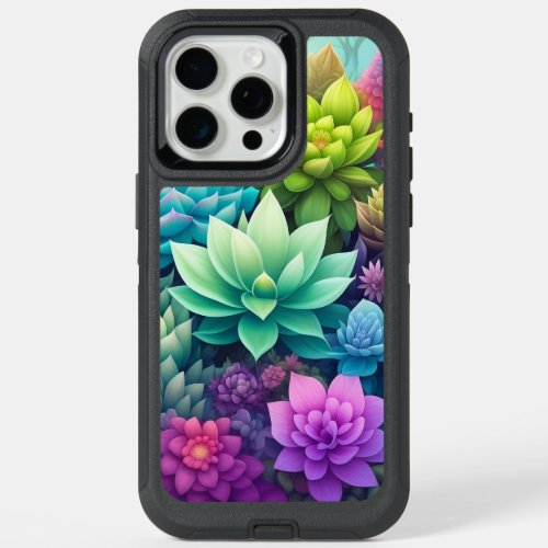 Watercolor Greenery Succulents Collage iPhone 15 Pro Max Case