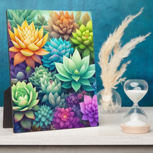 Watercolor Greenery Succulents Collage Plaque