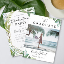 Watercolor Greenery Summer Graduation Party Photo