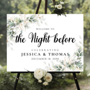 Watercolor Greenery the night before foam board