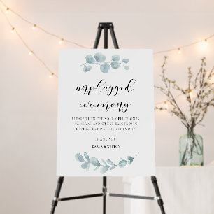 Watercolor Greenery Unplugged Ceremony Sign