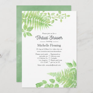 Watercolor Greenery Virtual Baby Shower Invitation