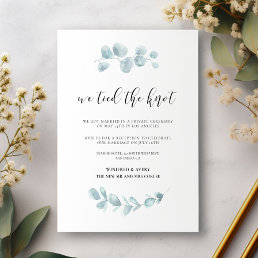 Watercolor greenery We tied the knot announcement Postcard