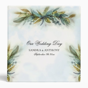 Watercolor Greenery Wedding Album 3 Ring Binder
