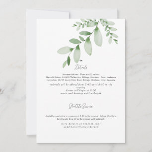 Watercolor Greenery Wedding Detail Invitation