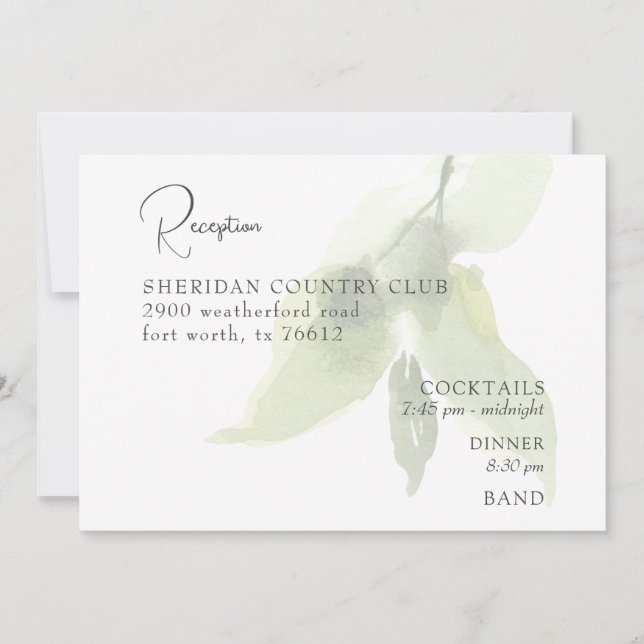 Watercolor Greenery Wedding Detaills Enclosure Invitation (Front)