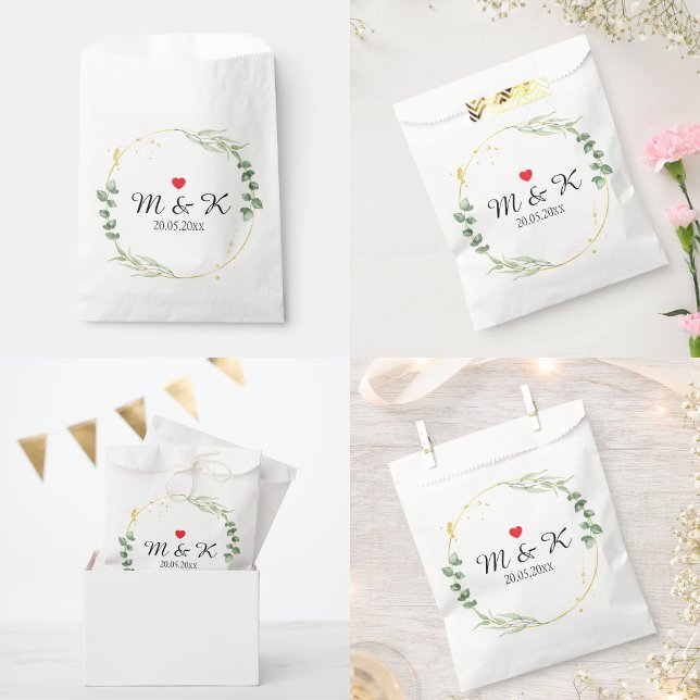 Watercolor Greenery Wedding  Favor Bag (Watercolor Greenery Wedding Favor Bag)