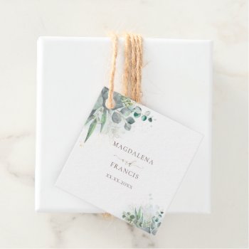 Watercolor Greenery |  Wedding Favor Tags by amoredesign at Zazzle