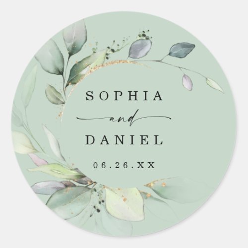 Watercolor Greenery Wedding Favors Classic Round S Classic Round Sticker