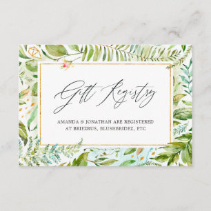 Watercolor Greenery Wedding Gift Registry Enclosure Card