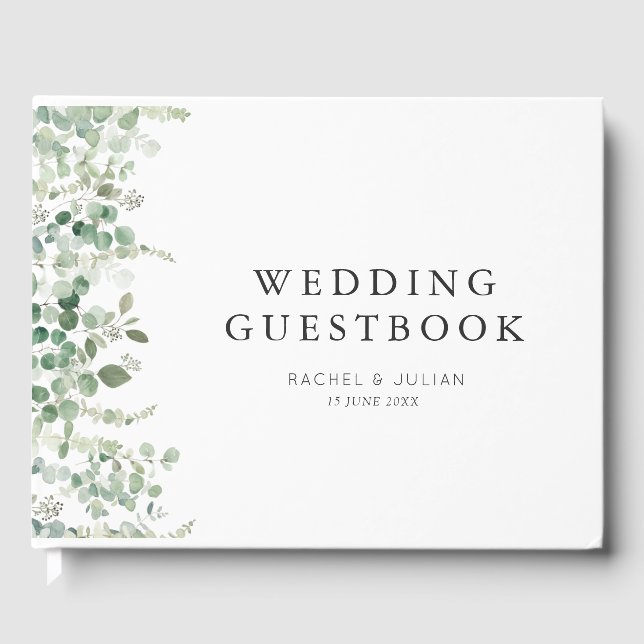 watercolor greenery wedding guestbook (Front)