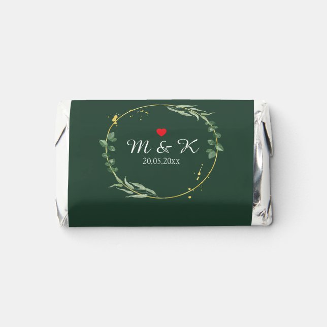 Watercolor Greenery Wedding  Hershey's Miniatures (Front)
