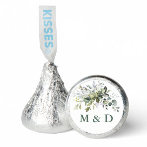 Watercolor Greenery Wedding Initials Sage Green Hershey®'s Kisses®