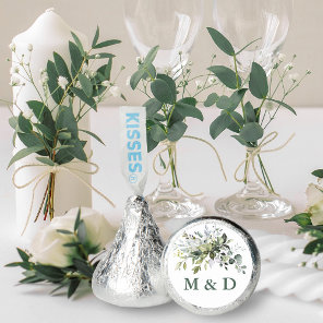 Watercolor Greenery Wedding Initials Sage Green Hershey®'s Kisses®