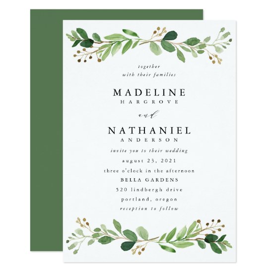 Watercolor Greenery | Wedding Invitation