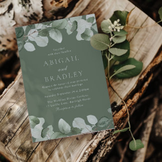 Watercolor Greenery Wedding Invitation
