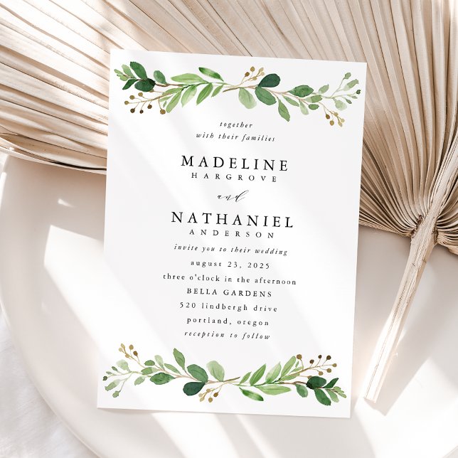 Watercolor Greenery Wedding Invitation (Creator Uploaded)