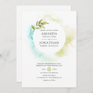 Watercolor Greenery Wedding Invitation