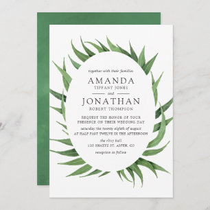 Watercolor Greenery Wedding Invitation