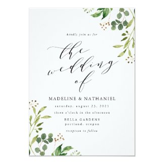 Watercolor Greenery | Wedding Invitation