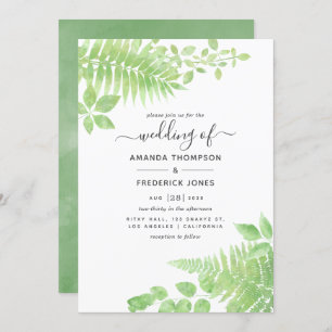 Watercolor Greenery Wedding Invitation