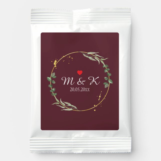 Watercolor Greenery Wedding  Margarita Drink Mix (Front)