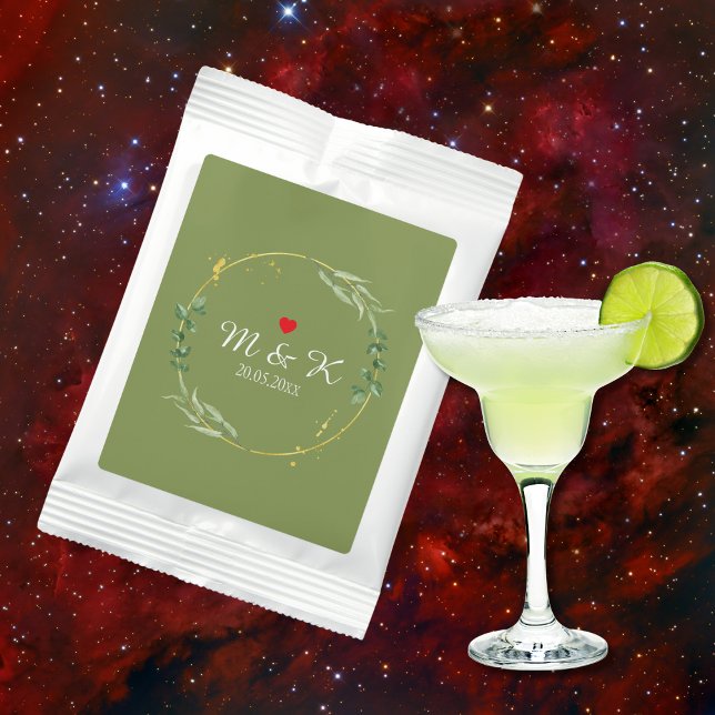 Watercolor Greenery Wedding  Margarita Drink Mix (Watercolor Greenery Wedding Margarita Drink Mix)