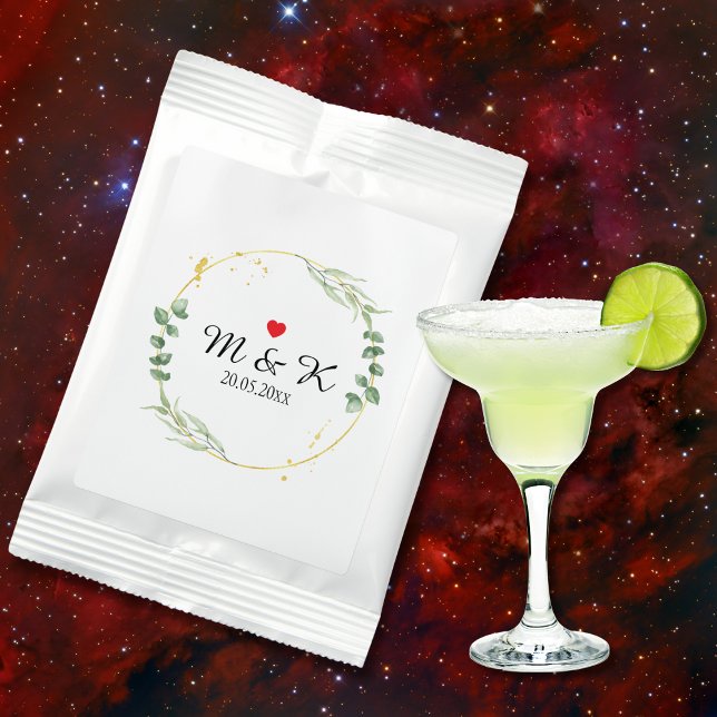 Watercolor Greenery Wedding  Margarita Drink Mix (Watercolor Greenery Wedding Margarita Drink Mix)